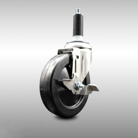 Service Caster 5 Inch 316SS Soft Rubber Wheel Swivel 3/4 Inch Expanding Stem Caster Brake SCC SCC-SS316EX20S514-SRS-TLB-34